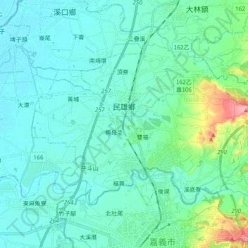 Minxueng Township topographic map, elevation, terrain