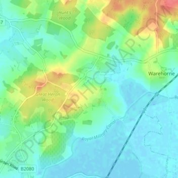 Kenardington topographic map, elevation, terrain