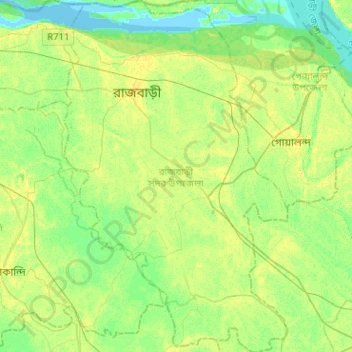 Rajbari topographic map, elevation, terrain