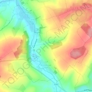Bionville-sur-Nied topographic map, elevation, terrain
