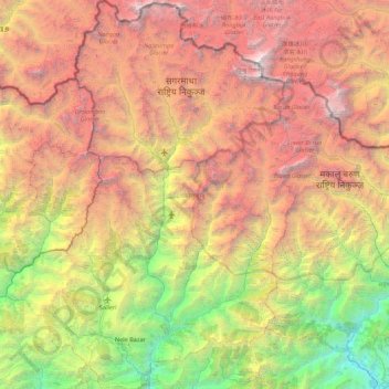 Solukhumbu topographic map, elevation, terrain
