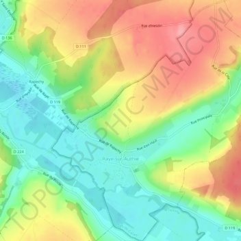 Raye-sur-Authie topographic map, elevation, terrain