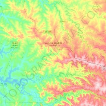 Marechal Candido Rondon topographic map, elevation, terrain