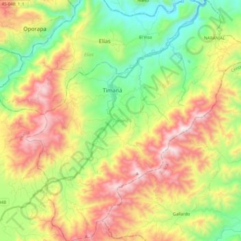 Timaná topographic map, elevation, terrain