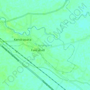Kendrapara topographic map, elevation, terrain