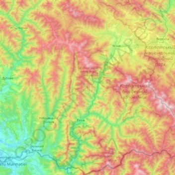 Rakhiv Raion topographic map, elevation, terrain