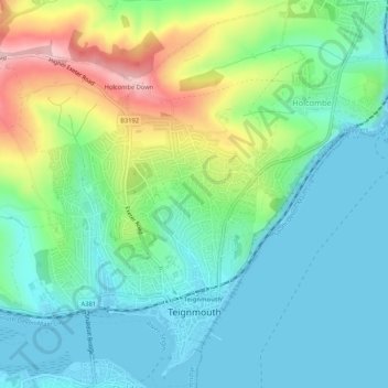 Teignmouth topographic map, elevation, terrain