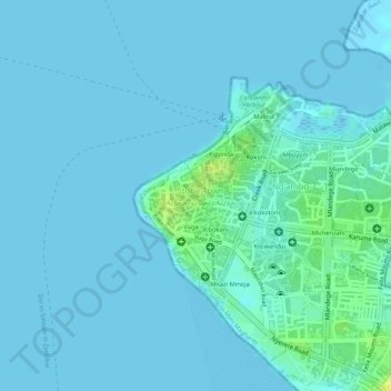 Stone Town topographic map, elevation, terrain