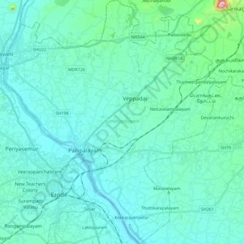 Kumarapalayam topographic map, elevation, terrain