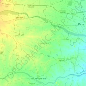 Vembakkam topographic map, elevation, terrain