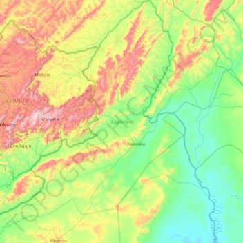 Kakonko topographic map, elevation, terrain