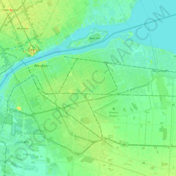 Windsor topographic map, elevation, terrain