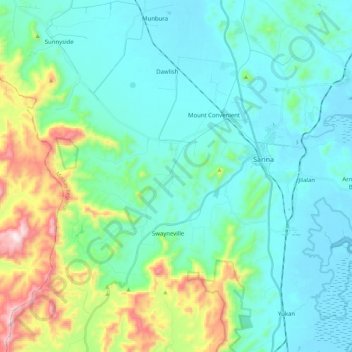 Sarina topographic map, elevation, terrain