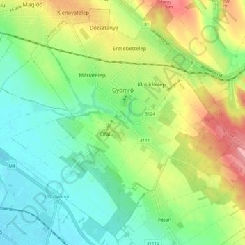 Gyömrő topographic map, elevation, terrain