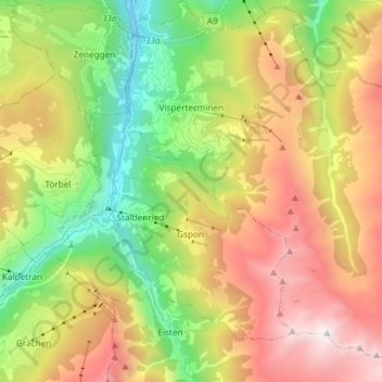 Visperterminen topographic map, elevation, terrain