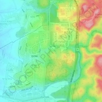 Shoham topographic map, elevation, terrain