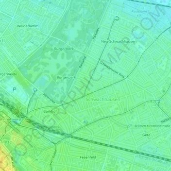 Free Hanseatic City of Bremen topographic map, elevation, terrain