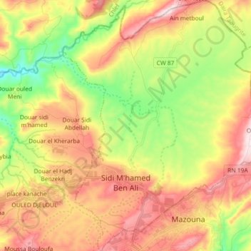 Sidi M'Hamed Ben Ali topographic map, elevation, terrain