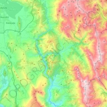 North Tzoumerka Municipality topographic map, elevation, terrain