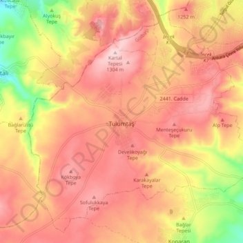 Tulumtaş Mahallesi topographic map, elevation, terrain