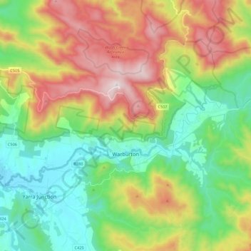 Warburton topographic map, elevation, terrain