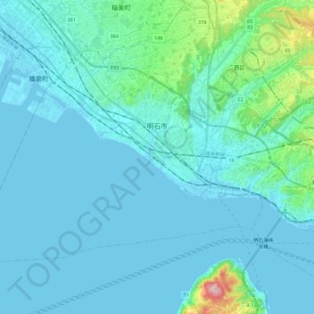 Akashi topographic map, elevation, terrain
