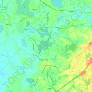 Plympton topographic map, elevation, terrain