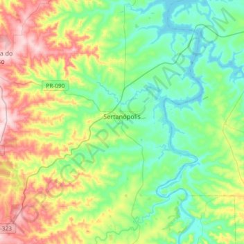 Sertanópolis topographic map, elevation, terrain