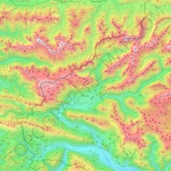 Bovec topographic map, elevation, terrain