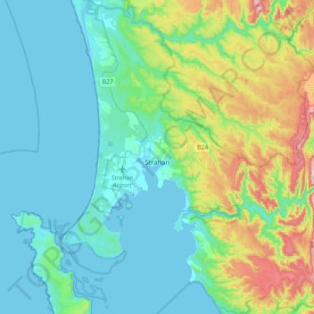 Strahan topographic map, elevation, terrain