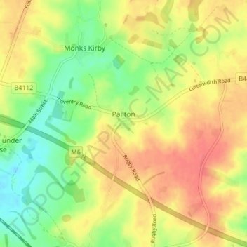 Pailton CP topographic map, elevation, terrain