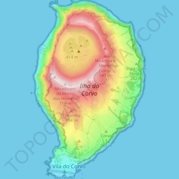 Ilha do Corvo topographic map, elevation, terrain