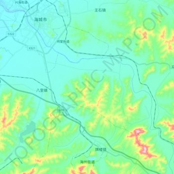 Haizhou Subdistrict topographic map, elevation, terrain