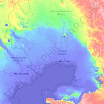 Atyrau Region topographic map, elevation, terrain