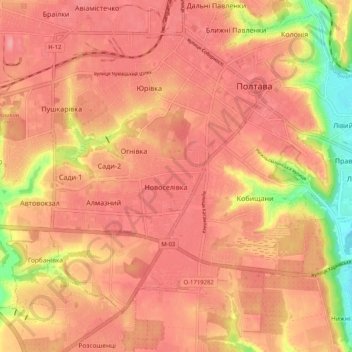 Шевченковский район topographic map, elevation, terrain