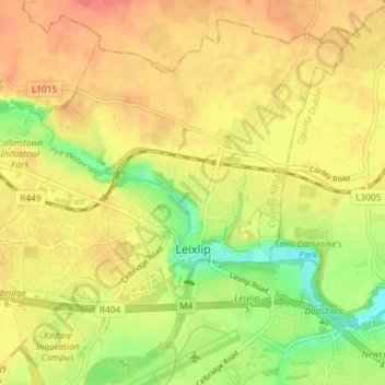 Leixlip topographic map, elevation, terrain