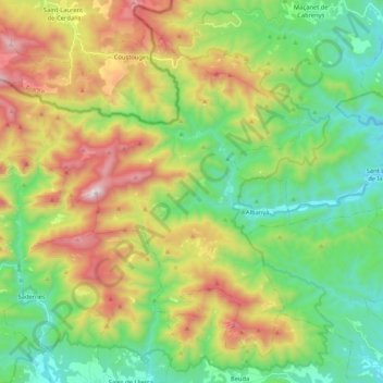 Albanyà topographic map, elevation, terrain