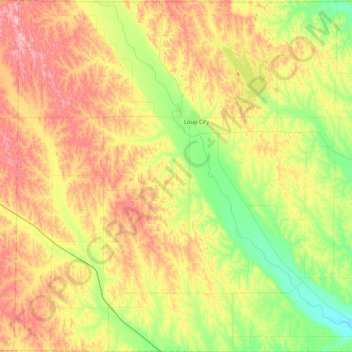 Sherman County topographic map, elevation, terrain