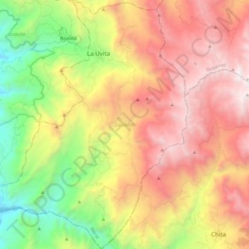 La Uvita topographic map, elevation, terrain