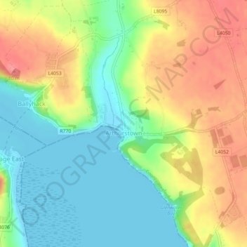 Arthurstown topographic map, elevation, terrain