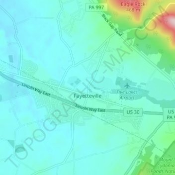 Fayetteville topographic map, elevation, terrain