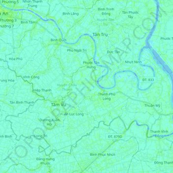 Châu Thành District topographic map, elevation, terrain