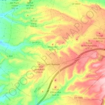 Sant Ramon topographic map, elevation, terrain