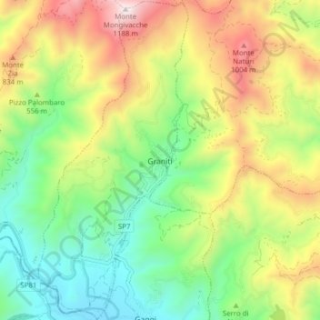 Graniti topographic map, elevation, terrain