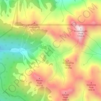 Watersprite Lake topographic map, elevation, terrain
