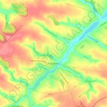 Rakitnoye topographic map, elevation, terrain