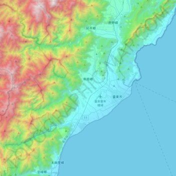 Beinan topographic map, elevation, terrain