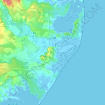 Aléria topographic map, elevation, terrain