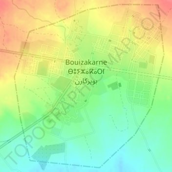 Bouizakarne topographic map, elevation, terrain