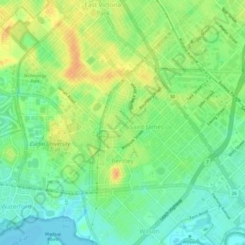 Bentley topographic map, elevation, terrain